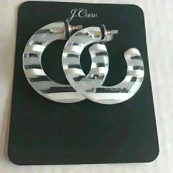 J Crew new Large Beveled Hoops in White To… - Picture 4 of 8